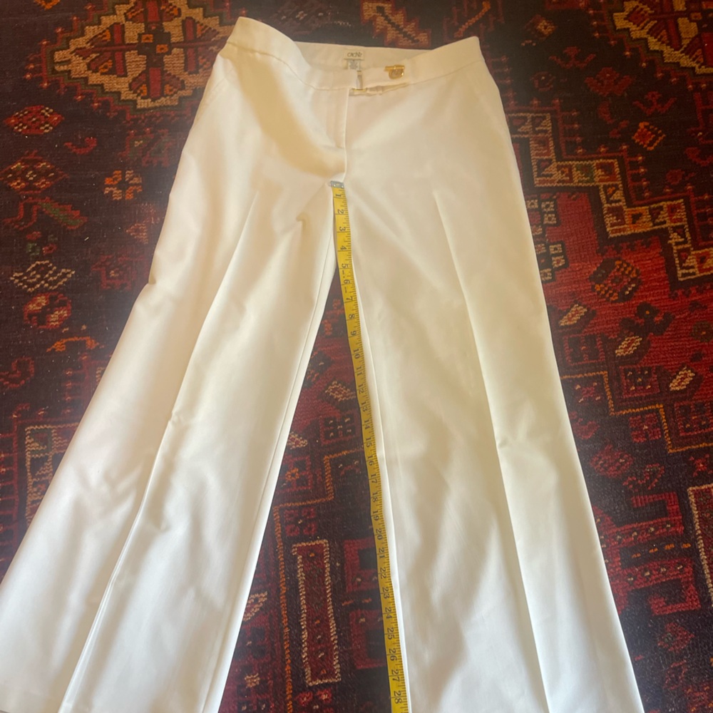 White Wide Leg Pants slacks lined dress pants by Cache’ Women’s size 6 - Picture 2 of 7